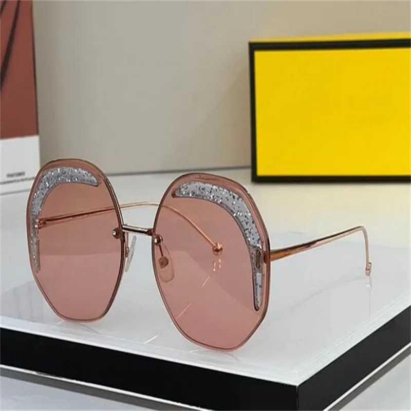 

New fashion pop design women sunglasses frameless cutting frame color lens summer eyewear 0358 popular avant-garde style