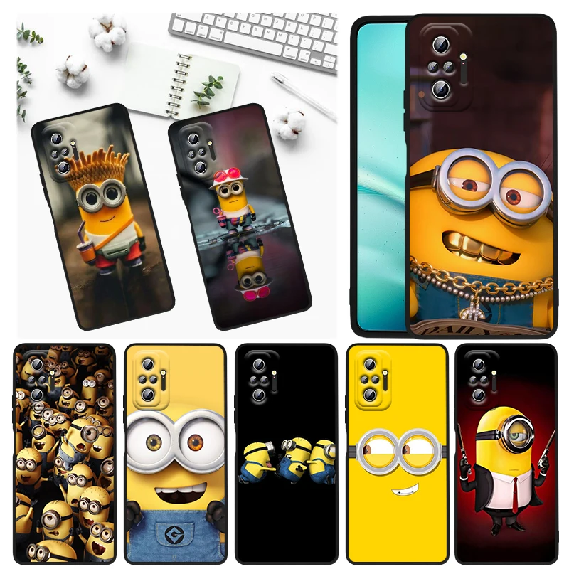 

Minions Anime Cute Cartoon Phone Case For Xiaomi Redmi Note 12 11E 11S 11 11T 10 10S 9 9T 9S 8T 8 Pro Plus 5G Black TPU Cover