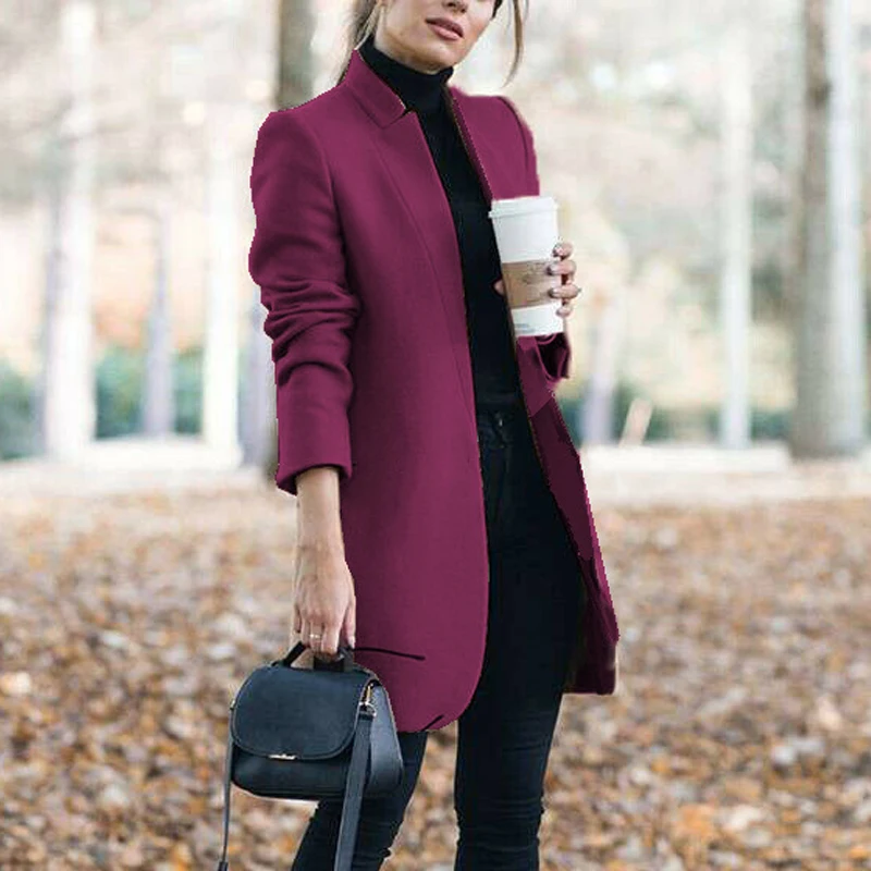 

Thick Jackets Fall Outfits Elegant Office Women's Stand Collar Suit Coats Winter Women Women's Clothing Oversize Cardigan 24085