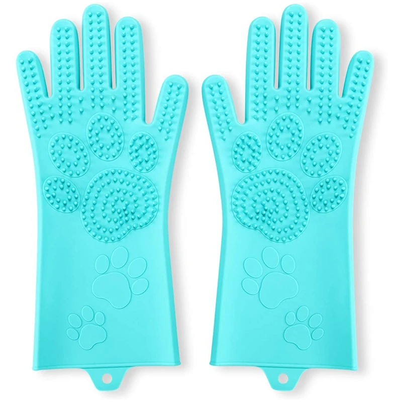 

LUDA Pet Grooming Magic Gloves, Dog Cat Bathing Shampoo Brush, Silicone Hair Removal Gloves with Thick High Density Teeth