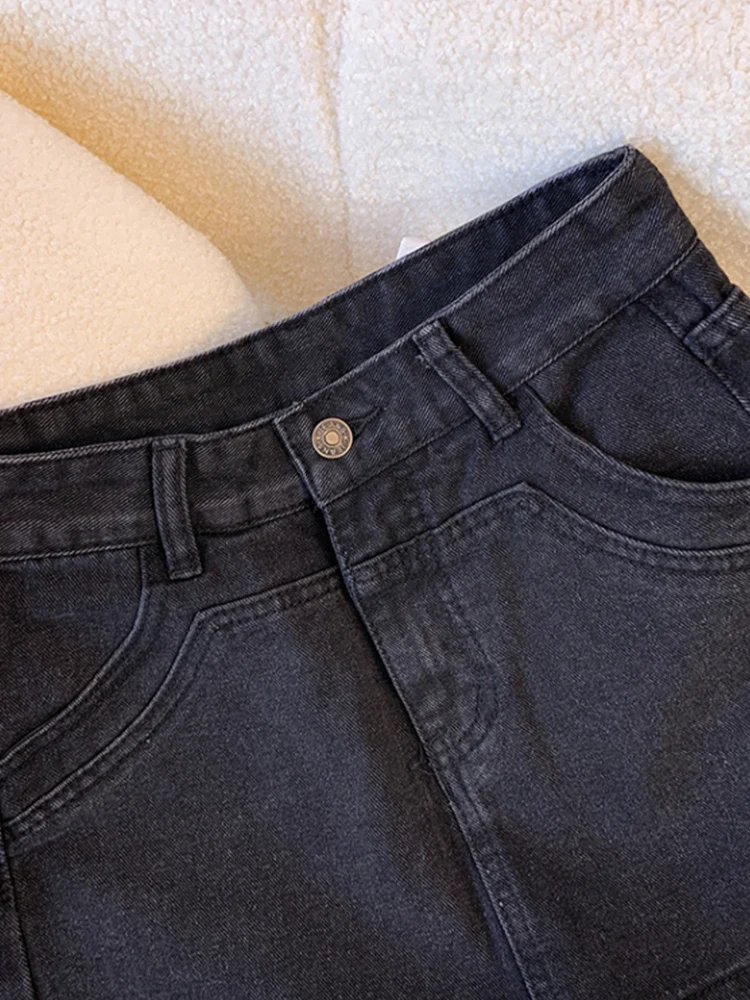 New Summer Women Fashion High Waist Wide Leg Denim Shorts Skirts Lady Casual Solid Color A-line Straight Jean Shorts