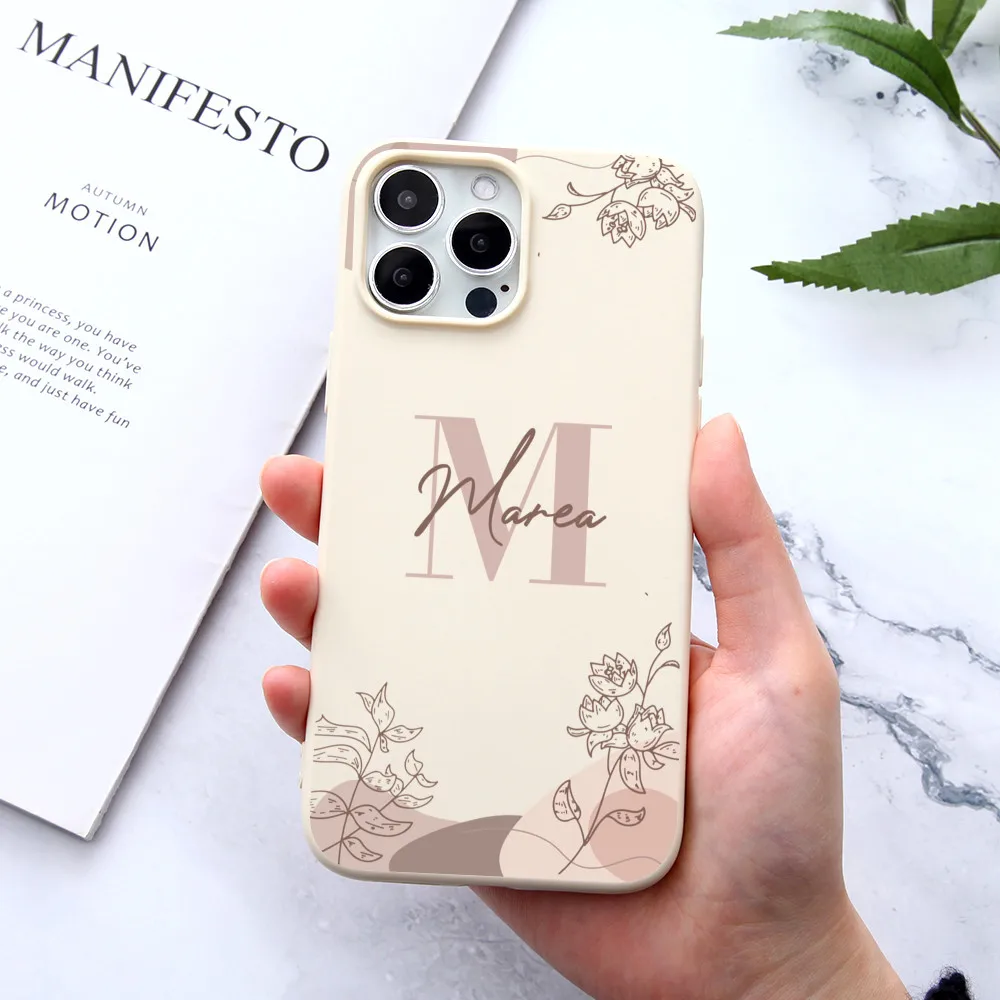 

Customize Name Simple Case For iPhone13 12 11 Pro Max X XR XS 7 8 Plus Mini SE For iphone 13 Personalized Silicone Soft Cover