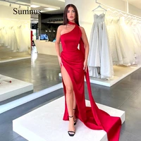 red sexy prom dress sleeveless with jacket high split evening gowns long satin party dresses 2022 summer pageant gown