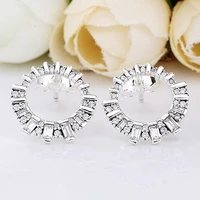 authentic 925 sterling silver sparkling glacial beauty with crystal stud earrings for women wedding gift pandora jewelry