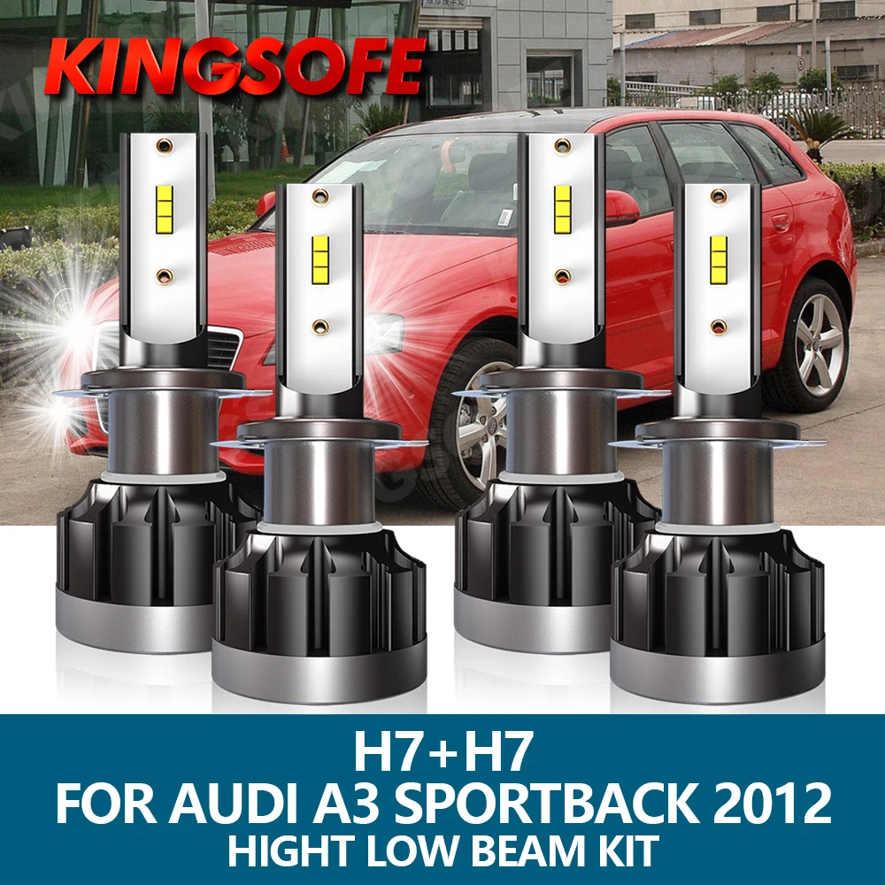 

KINGSOFE автомобисветильник светодиодные фары головного света 4 шт. H7 6000 лм CSP чип 2012 к белый комплект фар ближнего и дальнего света для Audi A3 Sportback