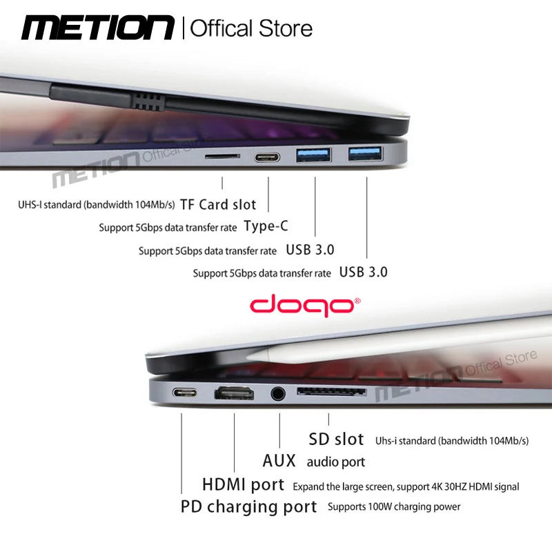 DOQO 2018/2020/2021 iPad Pro 12 9 &quotАлюминиевый Чехол для клавиатуры трекпад с док-станцией 8 в 1