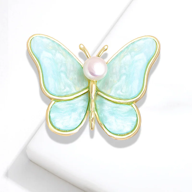 

Delicate Faux Pearl Shell Butterfly Brooch Collar Pin Women Accessories Jewelry Gift