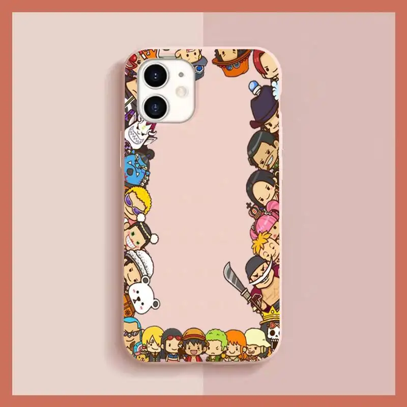 

BANNDAI One Piece Phone Case for iPhone 11 12 13 Mini Pro Xs Max 8 7 6 6S Plus X XR Solid Candy Color Case