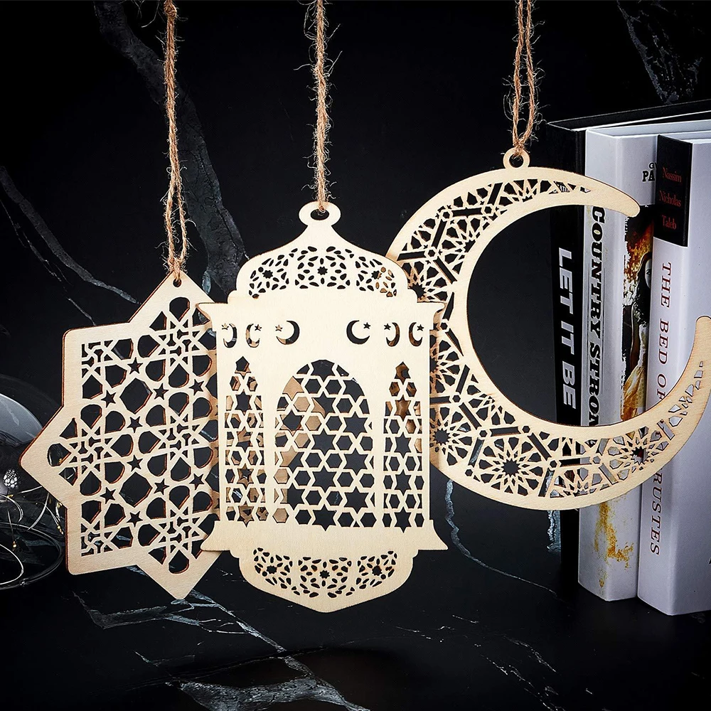 3 шт./компл. деревянные украшения Eid al-Fitr настольные подвесные Mubarak Craft Moon для