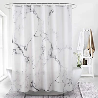 marble bathroom shower curtain with hooks 3d printing decorative bathroom accessories waterproof reinforced metal grommets