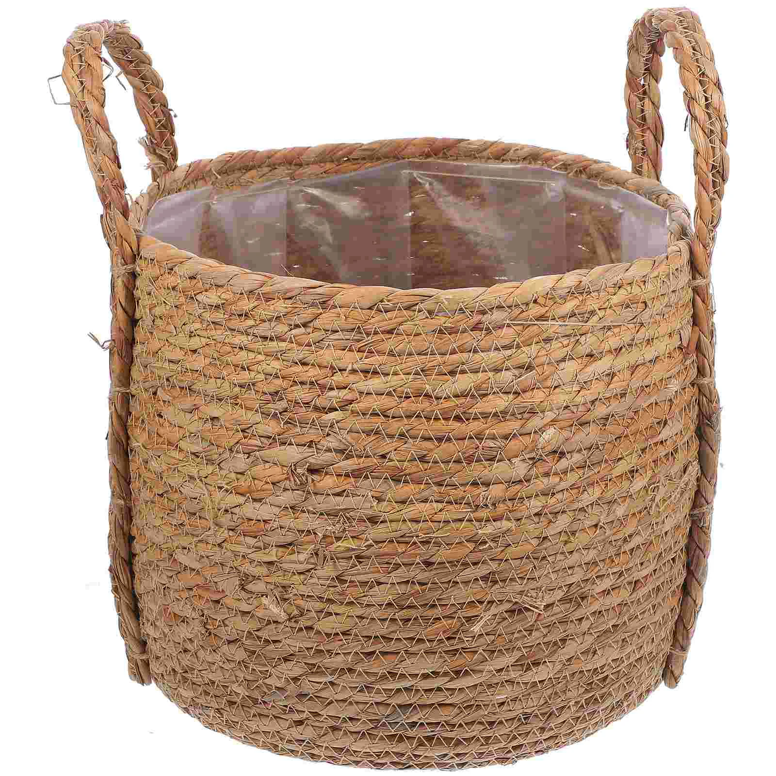 

Flower Basket Decorative Wicker Woven Flowerpot Hamper Storage Baskets Organizing Weave Indoor Planter Grass