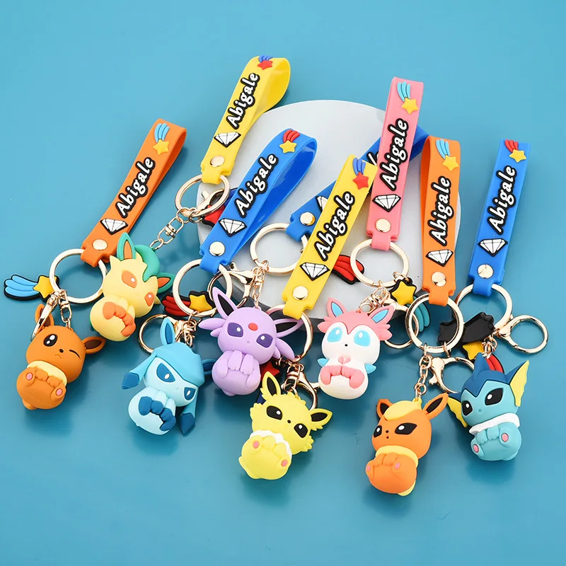 

Pokemon Pikachu Eevee anime Cartoon Keychains kawaii Figure Keyring Bag Car key chain Ring Holder Charms keychains Kid Toys Gift