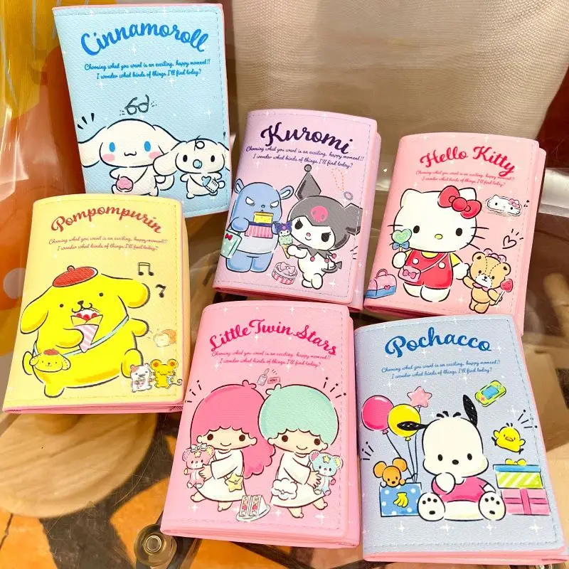 

Sanrio мультфильм Hello Kitty Kuromi короткий кошелек Kawaii My Melody Cinnamoroll помпон пурин похвалка с несколькими картами искусственная кожа