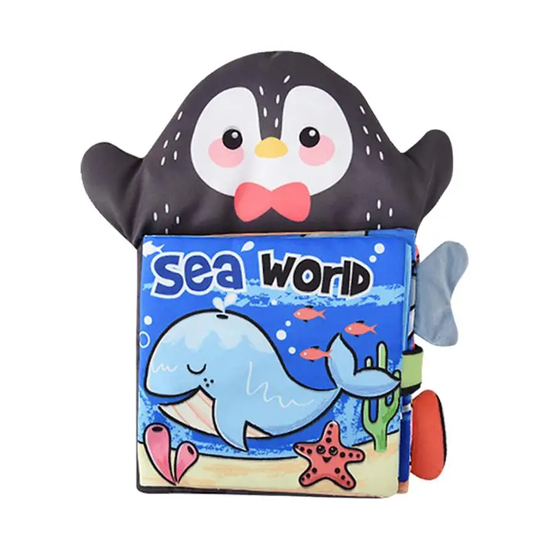 

Блокнот Монтессори для обучения, блокнот Монтессори, игрушки, пингвин, океан, марионетка для раннего развития, тканевая книга для дошкольно...