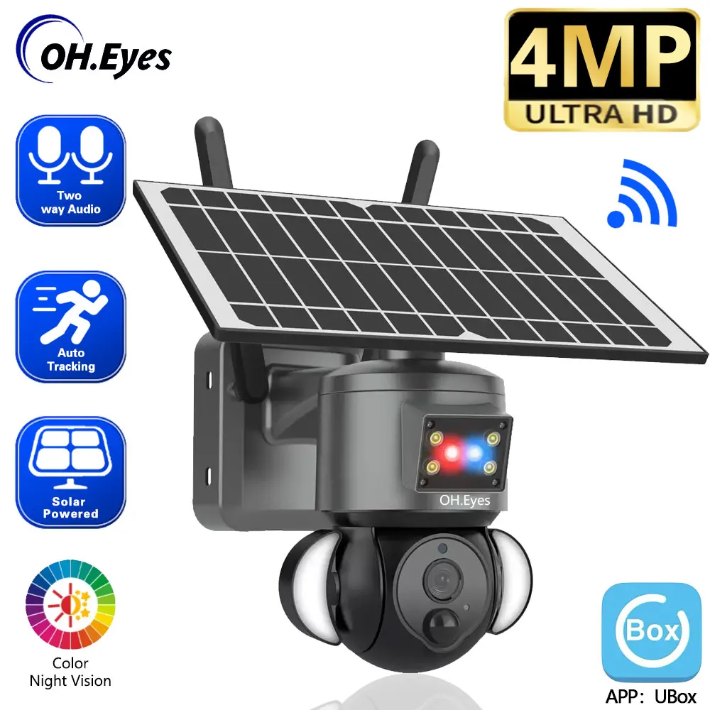 

IP-камера видеонаблюдения на солнечной батарее, 4 МП, Wi-Fi, PTZ, 1080P HD