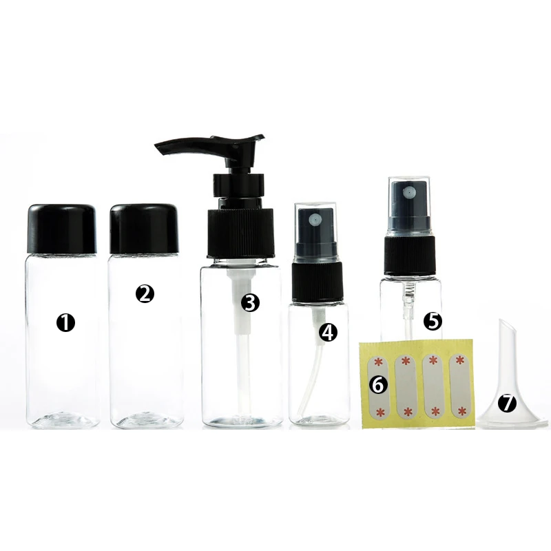

7 шт., пластиковые прозрачные мини-Бутылочки для косметики