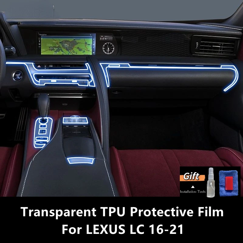 

For LEXUS LC 16-21 Car Interior Center Console Transparent TPU Protective Film Anti-scratch Repair Film Accessories Refit