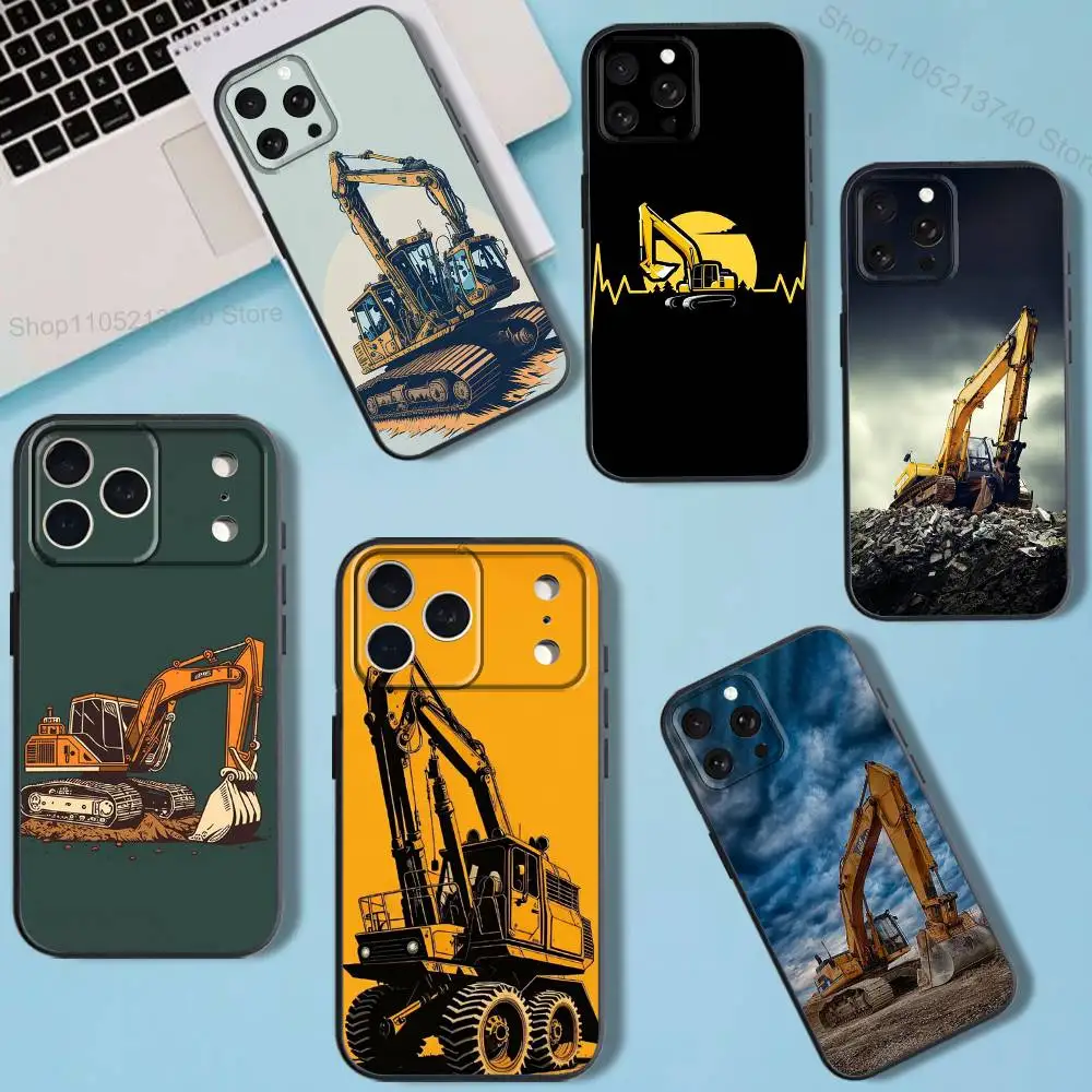 Фото Чехол для телефона Caterpillares Cool T-TruckS для iPhone 11,17,16,14,12,15,13,Max,SE4,Plus,E,Pro,Air,Mini Black, мягкий принт по всей поверхности №1