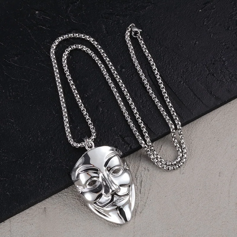 New Joker Mask Children's Men's Necklace Hip Hop Trendy Street Dress Jewelry Party Gift 24 inch Stainless Steel Chain