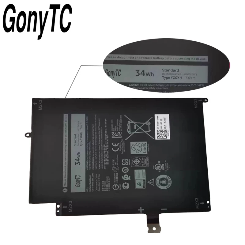 Фото YX0XH оригинальный аккумулятор для ноутбука 7,6 В 34 Втч 4250 мАч YXOXH для Dell Latitude 12 7000 7285 2-в-1 OWYCVV 0WYCVV C668F 0C668F №3