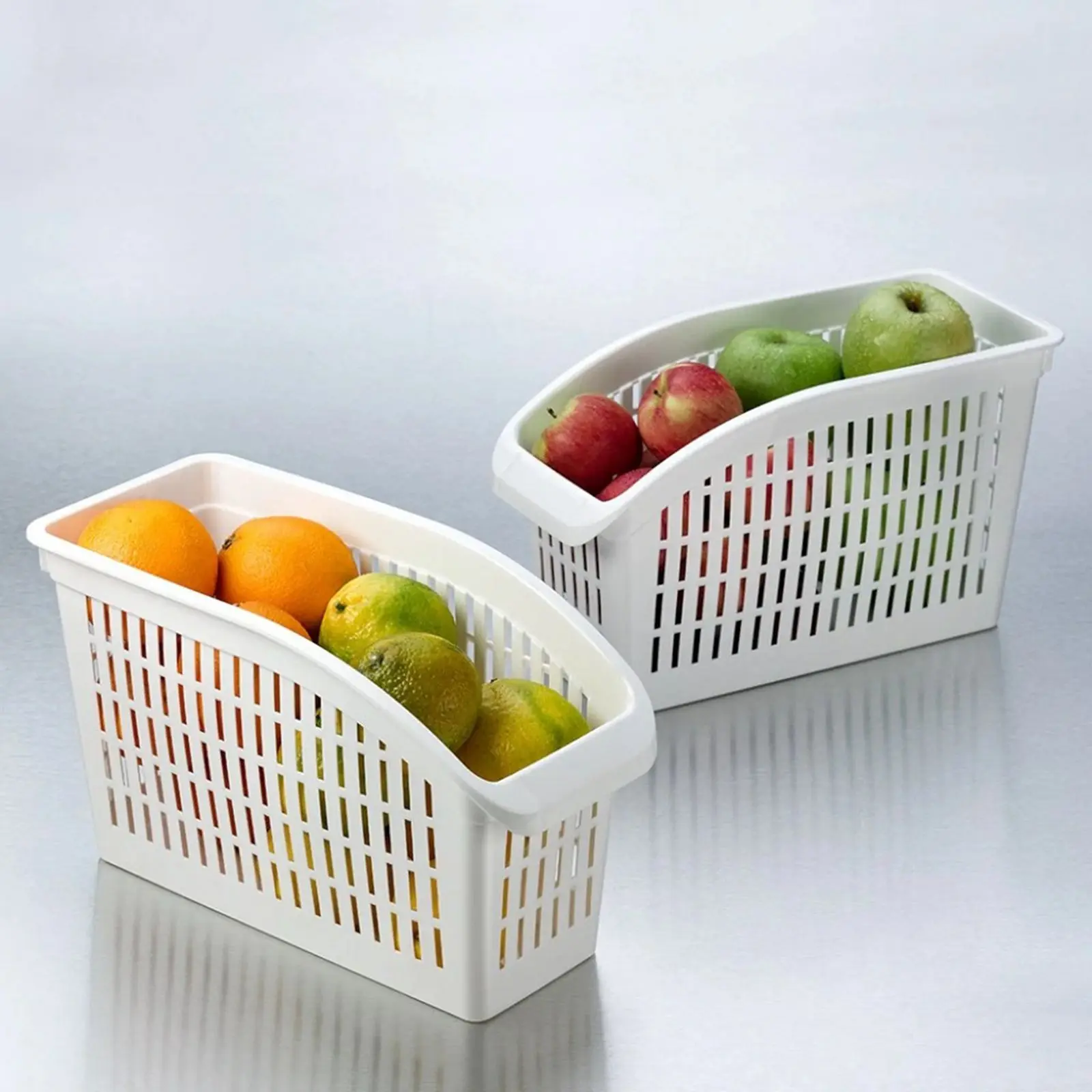 

4pcs Refrigerator Organizer Basket Container Hollow Plastic Container Kitchen Storage Box Fridge Fresh Spacer Layer Storage Box