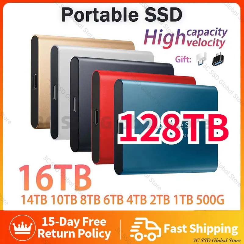 

Original External SSD 128TB 4TB Mobile Portable Solid State Hard Drive USB 3.1 Typc-C Portable Hard Drives for Laptop Desktop