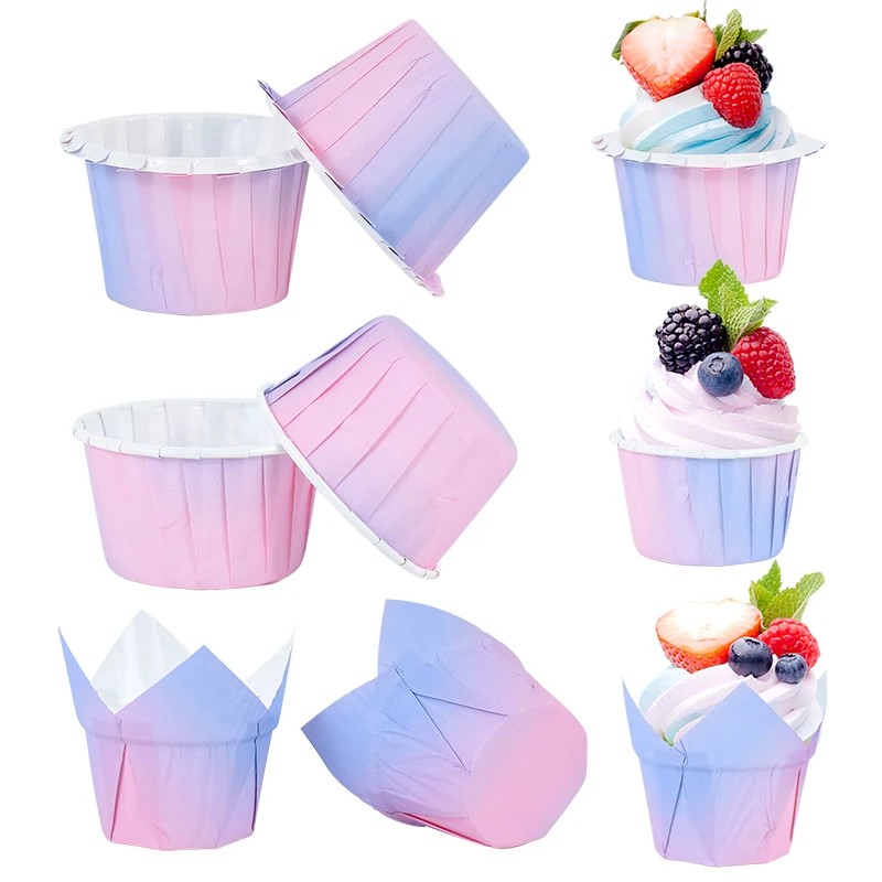 

10/30pcs Gradient Purple Cupcake Paper Cup Oilproof Cake Wrappers Cups Wedding Decoration Birthday Party Baking Supplies