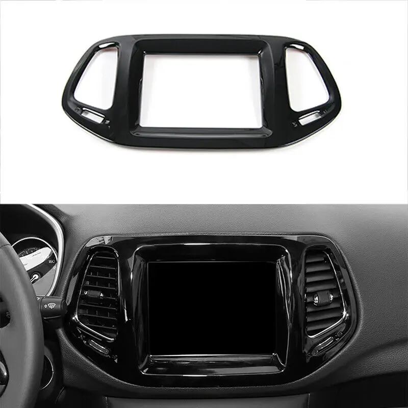 

Fit For Jeep Compass 2017-2020 Black ABS Central Console Navigation Panel Trim