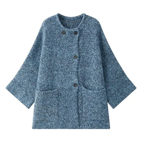 HanOrange 2025 зимнее пальто из шерсти для женщин серое/синее