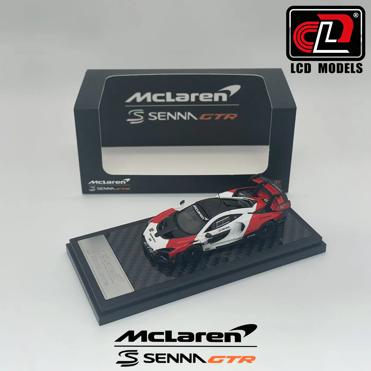 Фото Модели LCD64024-RW: Посвящение Айртону Сенне, масштаб 1:64, McLaren Senna GTR, гиперкар для трека, красно-белый. # 12 коллекционных моделей автомобилей из литого металла №1