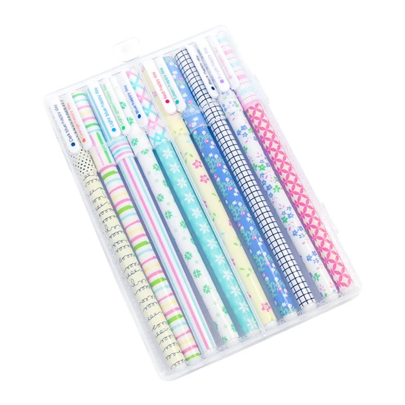 

10 Pcs Portable Colored Gel Pen Various Cute Patterns Design 0.38mm Fine Point