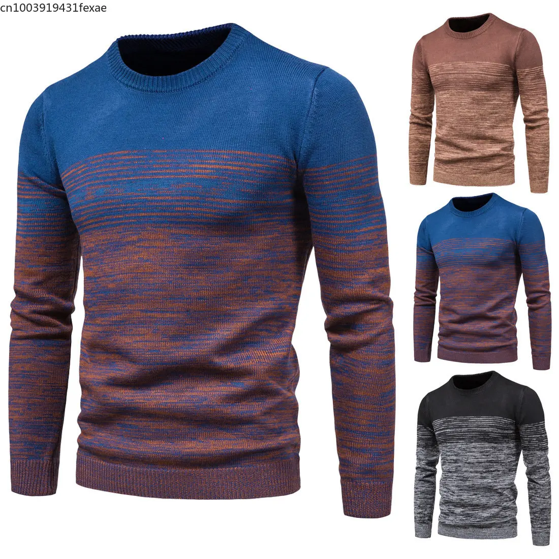 

New Autumn Men's Knitwear Hedging Round Neck Variegated Contrast Fashion Base Sweater Male Tops sweater daily basic autumn top