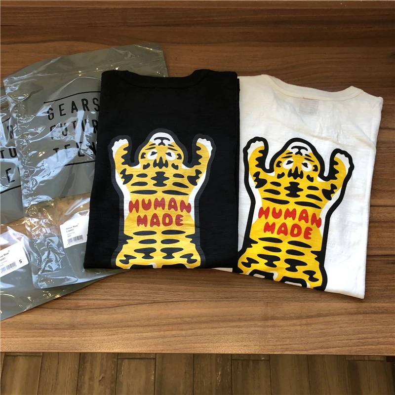 

Men Women 1:1 High Quality Tiger Behind Printing T-shirt Human Made Slub Cotton Tee Tops 2022ss Human Made T Shirt