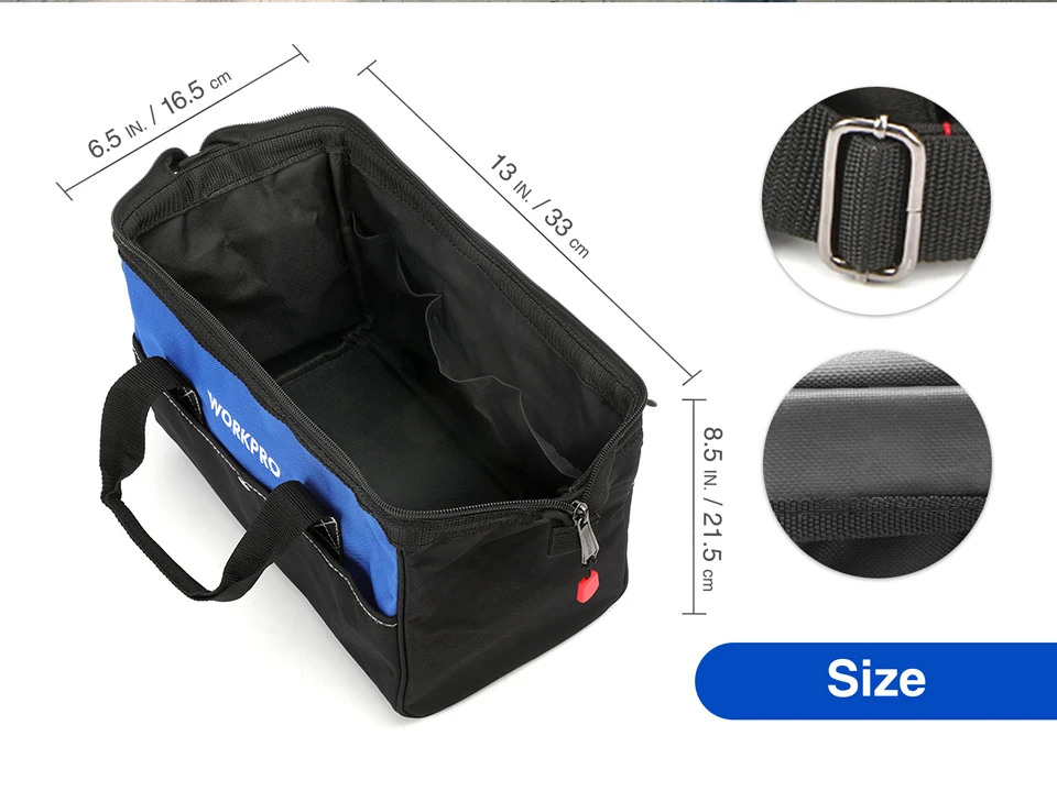 

WORKPRO 13-дюймовая сумка-органайзер для инструментов с широким горлышком, водонепроницаемая сумка для инструментов, строительный столярный электрик