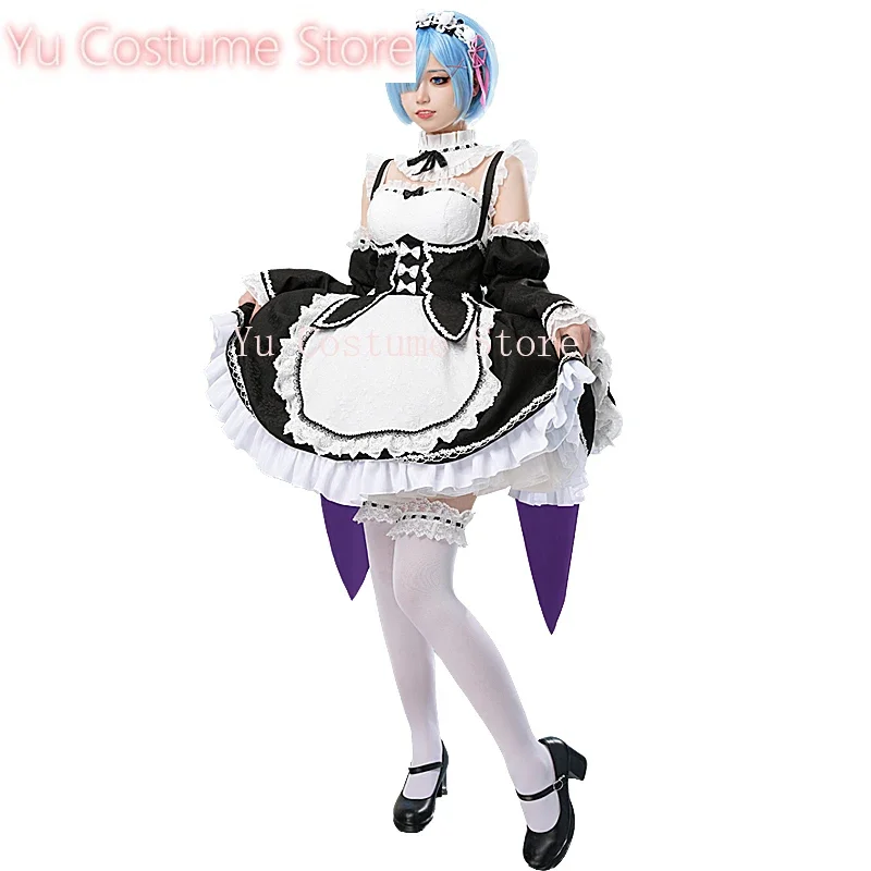 Ю Костюм Аниме! Re:Life In A Different World From Zero Rem платье горничной великолепная униформа