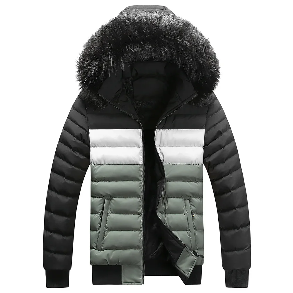 Autumn/Winter Men's Thickened Fleece-Lined Hooded Jacket Casual Fashionable Cotton Coat Trendy Brand Winter Clothing
