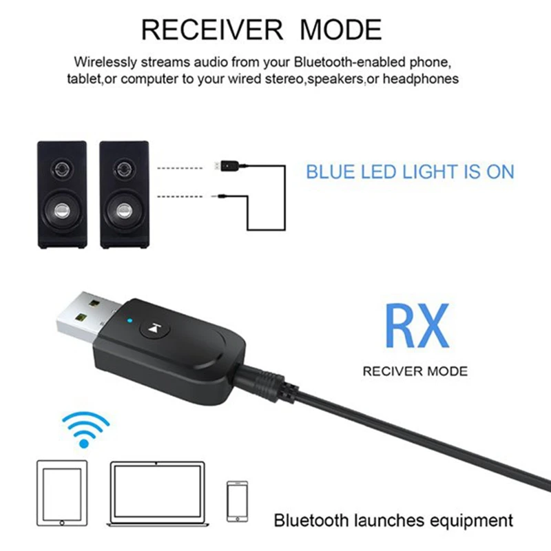 USB Bluetooth 5 0 адаптер 3 в 1 беспроводной музыкальный аудио приемник передатчик мм AUX