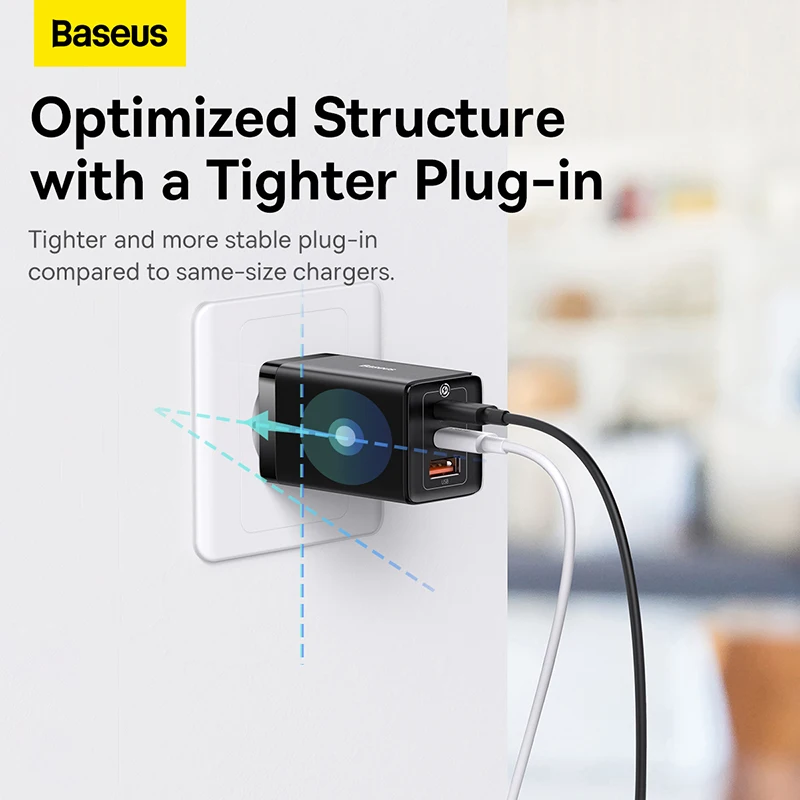 Baseus 65W GaN Charger Quick Charge Type C USB Charger QC 4.0 3.0 Portable Fast Charger For iPhone 14 13 12 Pro Laptop Macbook