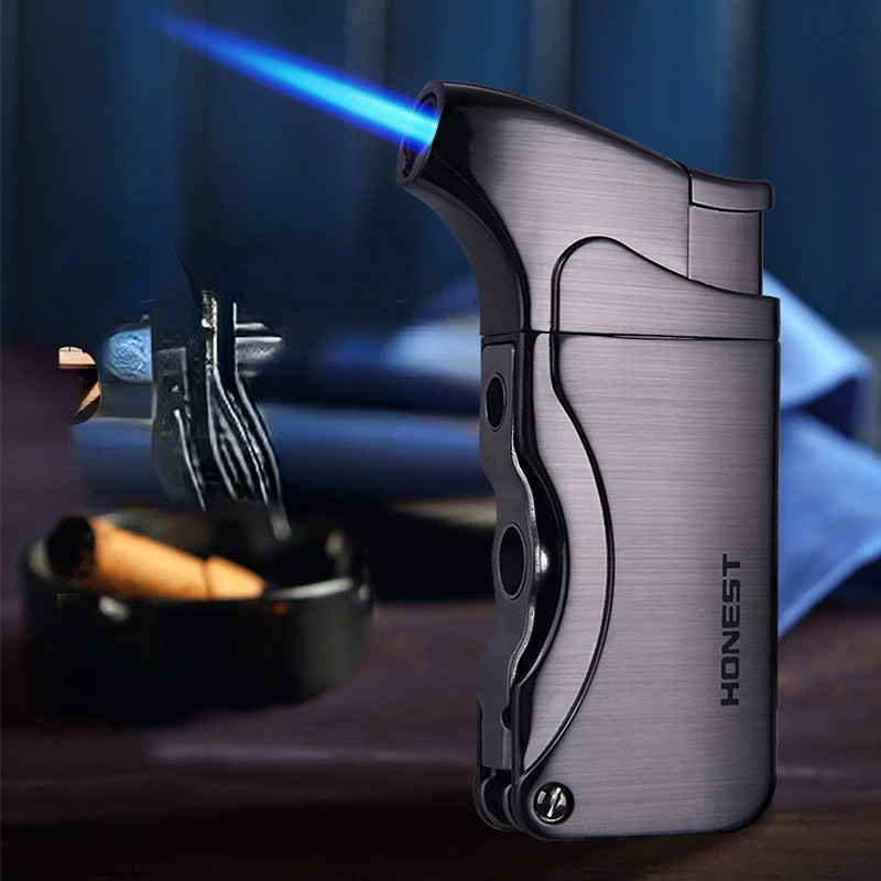 

Многофункциональная металлическая зажигалка для сигар ветрозащитная и прямая, удобная для переноски, креативная надувная сигарета для мужчин