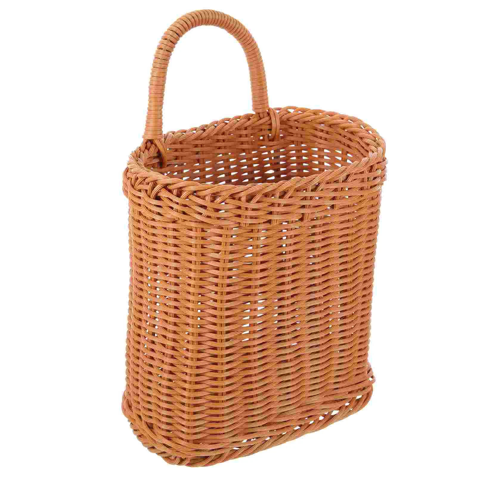 

Wicker Woven Hanging Basket Wall Hanging Basket Organizer Fruit Vegetable Rattan Waste Basket Farmhouse Bin Wall Planter