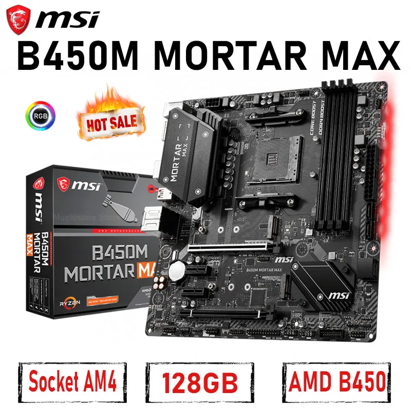 

MSI AMD Ryzen 9 Socket AM4 B450M MORTAR MAX Motherboard DDR4 128GB AMD B450 Mainboard Support Overlocking Micro ATX SATAlll NEW