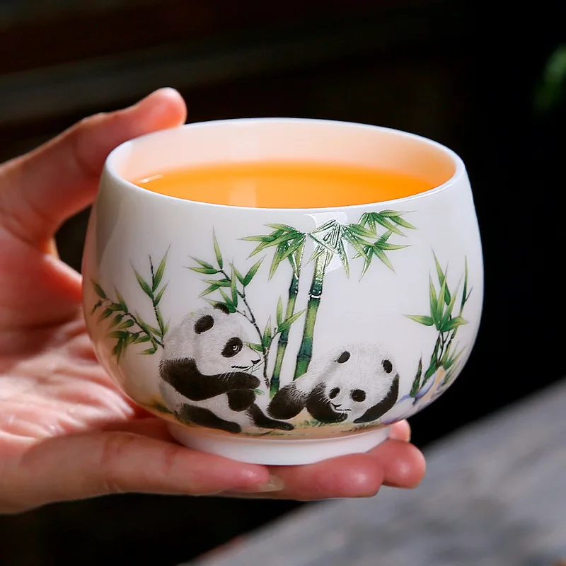 Фото Panda Fat Jade Master Cup Китайский стиль Чайная чашка Легкая роскошная ретро большая дегустационная чашка Домашний бизнес-подарок Чайная чашка №3
