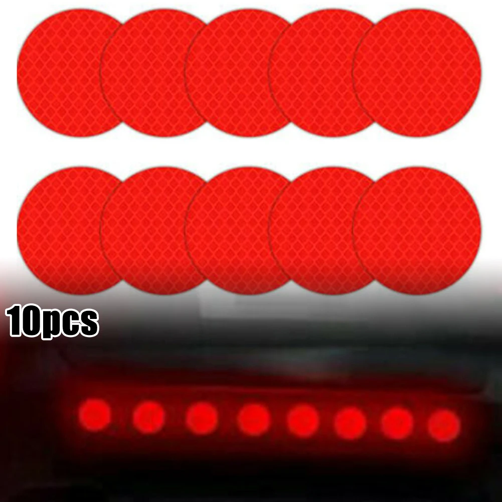 

Universal Fit For All Vehicle 10x Round Circle Red Car Reflective Warning Sticker Bumper Truck Motorcycles