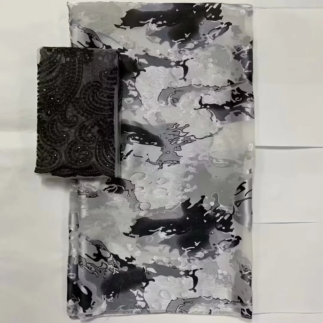 5 + 2 ярда/комплект шёлковая ткань с швейцарской вуалью