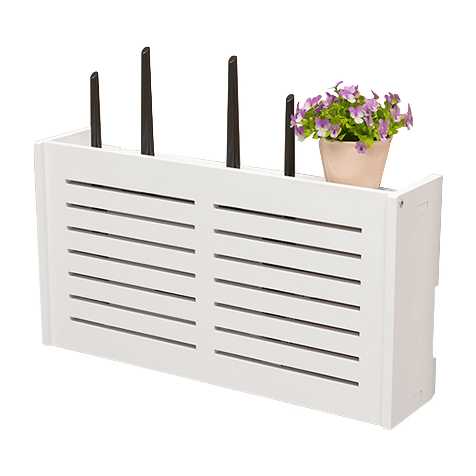

Wifi Router Box Durable Hanging Wall Mounted Smile Cat Cable Dustproof Heat Dissipation Home Hollowed Design Bracket Storage
