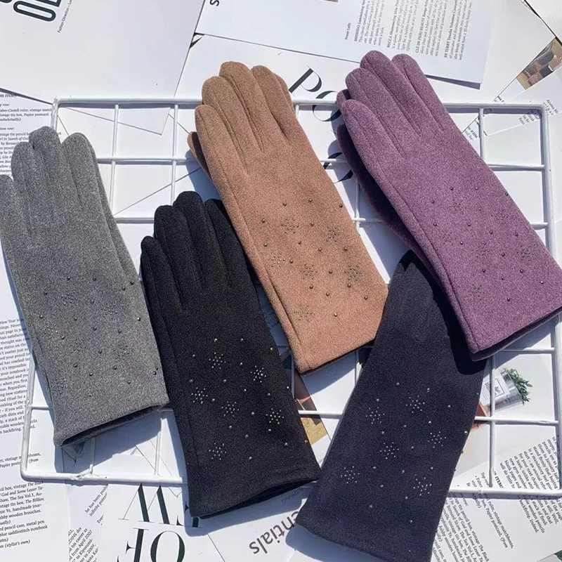 Новые Модные Элегантные женские зимние замшевые ветрозащитные теплые перчатки G184 с пальцами для вождения с сенсорным экраном