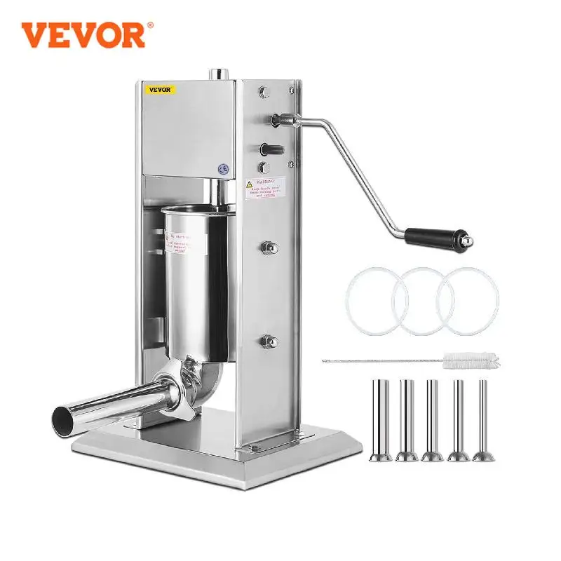 

VEVOR 3L Vertical Sausage Stuffer Manual Food Processors Maker 5 Filling Nozzles Kitchen Accessories Home Appliance for Hot Dog
