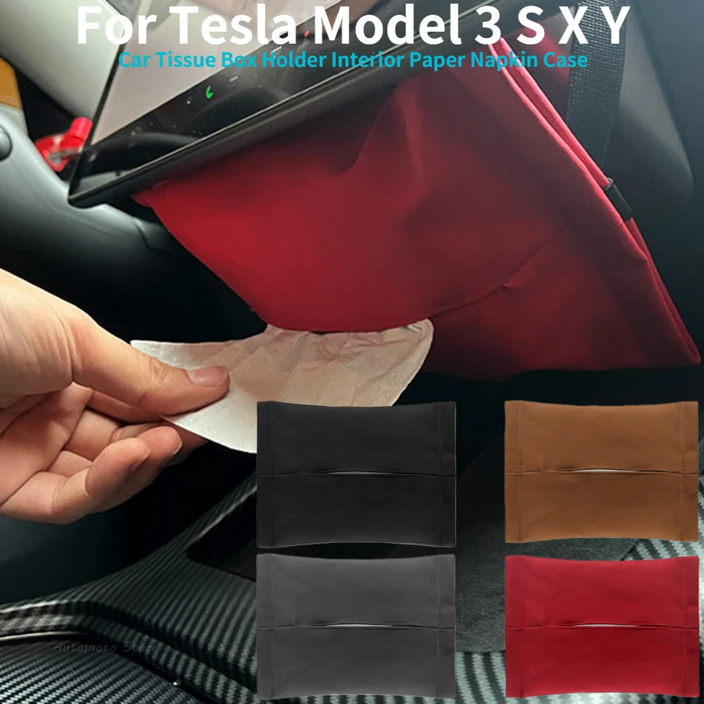 

Автомобильная коробка для салфеток Tesla Model 3 Y S X, скрытый за экраном держатель для салфеток, внутренняя сумка для хранения, автомобильные акс...