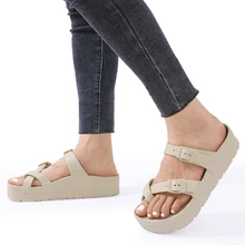 Bebealy Fashion Slippers Women Outdoor Casual Beach Slides Feamle EVA Insole Clogs with Arch Support Adjustable Buckle Slippers
