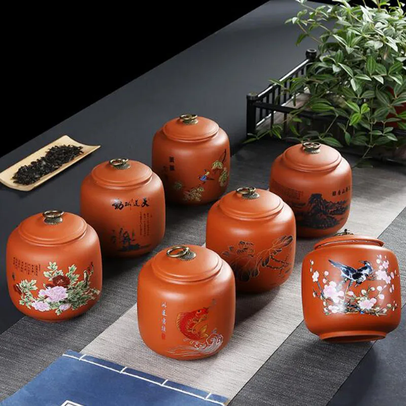 Chinese Style Purple Clay Tea Canister Sealed Storage Tea Ja